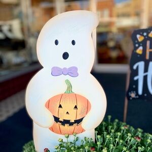 Halloween Metal Bow tie Ghost with Pumpkin Decor Stake